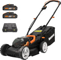 Worx Rasenmäher WG779E, Akku 40V, 34 cm Schnittbreite, 2 x 20V, ideal für Gärten bis zu 280m², inklusive. 2x2,5Ah Akkus & Dual-Schnellladegerät