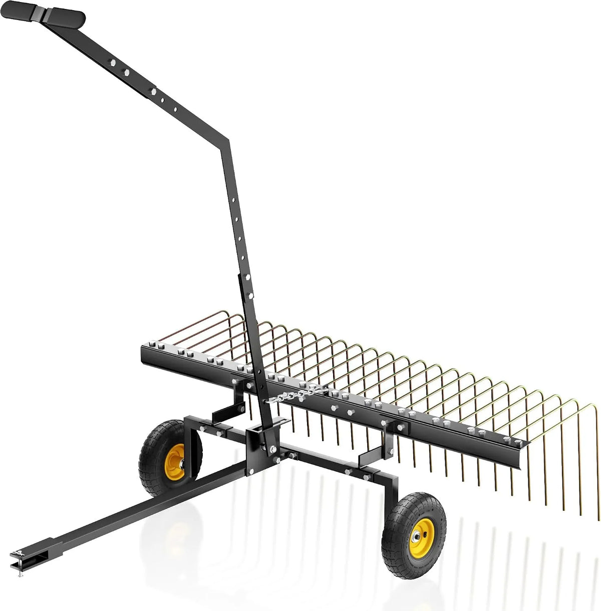 Wiltec Rasentraktor Rechen mit 148 cm Arbeitsbreite, Rasenlüfter zum Entmoosen und Laubrechen auf Rasen, Vertikutierer für Aufsitzmäher, ATV und UTV