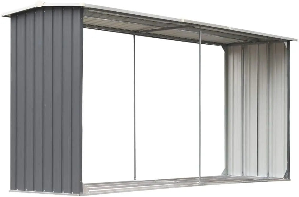 Für den Garten Capannone Kaminholzregal, Maße 330 x 92 x 152 cm, aus verzinktem Stahl für Kaminholz, Farbe Grau