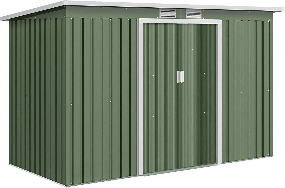 Outsunny Gerätehaus, Metall 6,3m³ 280x130x172cm Geräteschuppen, Hellgrün