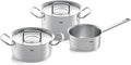 Topfset, 1 Kochtopf, 1 Stielkasserolle, Edelstahl, Induktion, 3-teilig, 1 Bratentopf, Fissler Original-Profi Collection, Töpfe mit Metall-Deckel