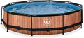 Braun Pool, ø360x76cm, EXIT Toys Wood, Großer, Runder Rahmenpool mit Kartuschenfilterpumpe, Leicht Zugänglich, Für Kleinkinder Geeignet