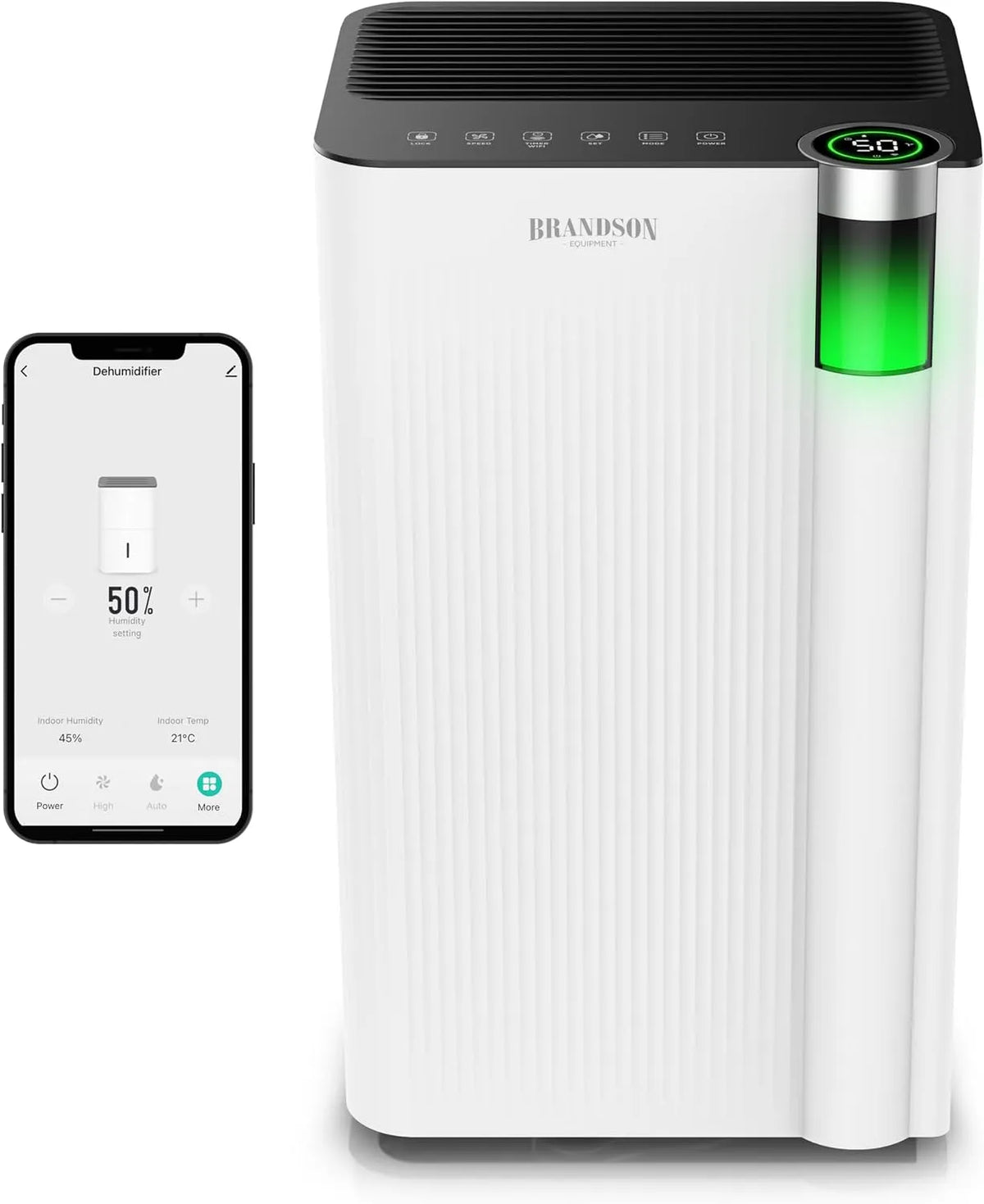 Luftentfeuchter Brandson - Wlan, Wlan mit Kompressor elektrisch, Fassungsvermögen 12 Liter, WiFi Dehumidifier Raumentfeuchter, mit App, Timer, weiß