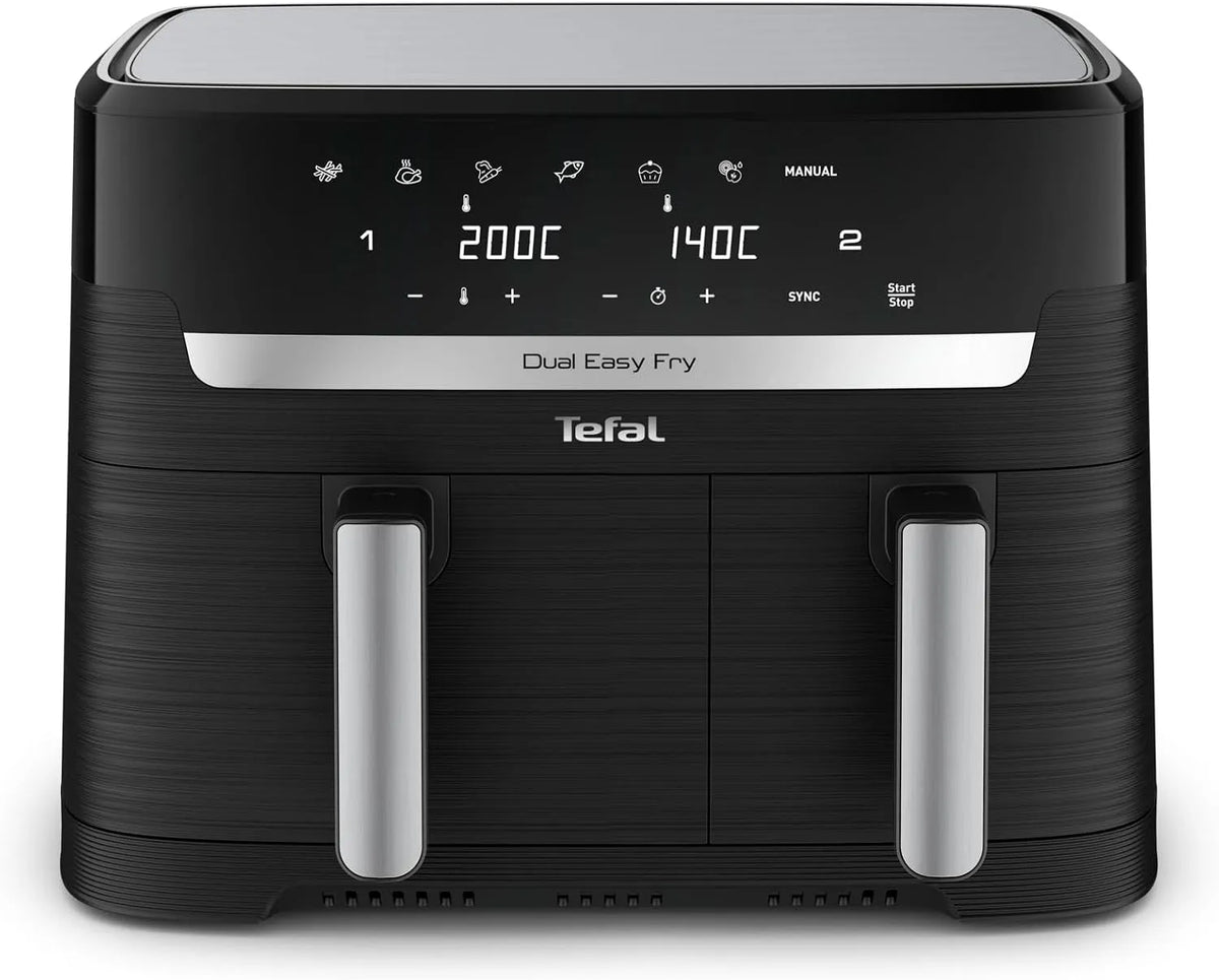Tefal Heißluftfritteuse EY9018, Airfryer mit 2 Kammern & XL-Schublade, Dual Easy Fry 8,3 L, Leistung 2700 W, Extra-Crisp-Technologie