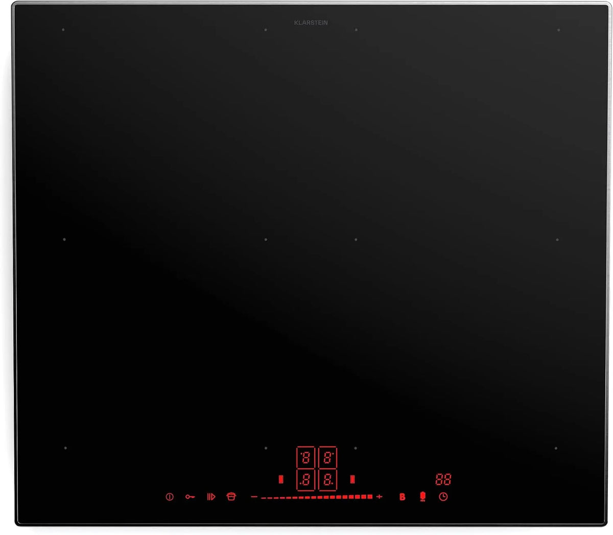 Klarstein Induktionskochfeld 4-Zonen-Induktionsherd, Leistung 7.400 W, mit Flexzonen und Boost, Kindersicherung, in Schwarz, NanoGlow 60 cm