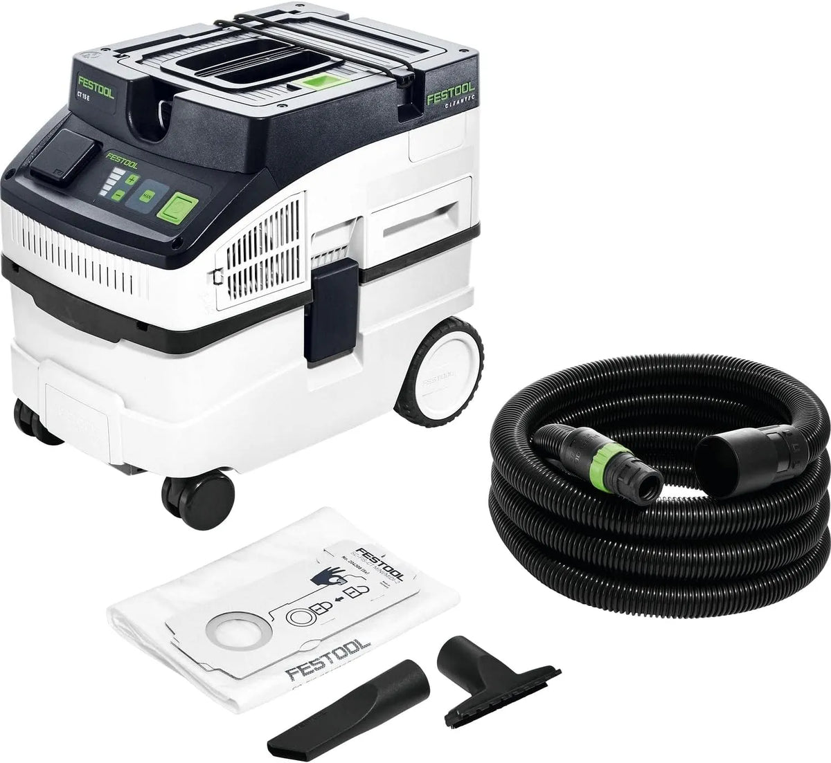 CLEANTEC CT 15 E Festool Absaugmobil, mit Hauptfilter, Saugschlauch, SELFCLEAN Filtersack, Fugendüse, Polsterdüse