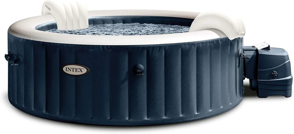 Intex Whirlpool 28432EX, ⌀ 216x71 cm, 6 Personen, 170 Düsen, aufblasbar PureSpa Bubble Massage, Heizung, PVC, Navyblau