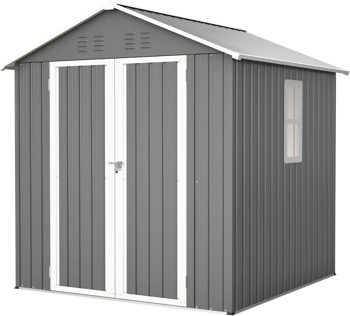 Gerätehaus, Wetterfester Geräteschuppen aus verzinktem Stahl, Kompakter Metallschuppen für Garten, Metall 170×170×191 cm, Terrasse&Aufbewahrung