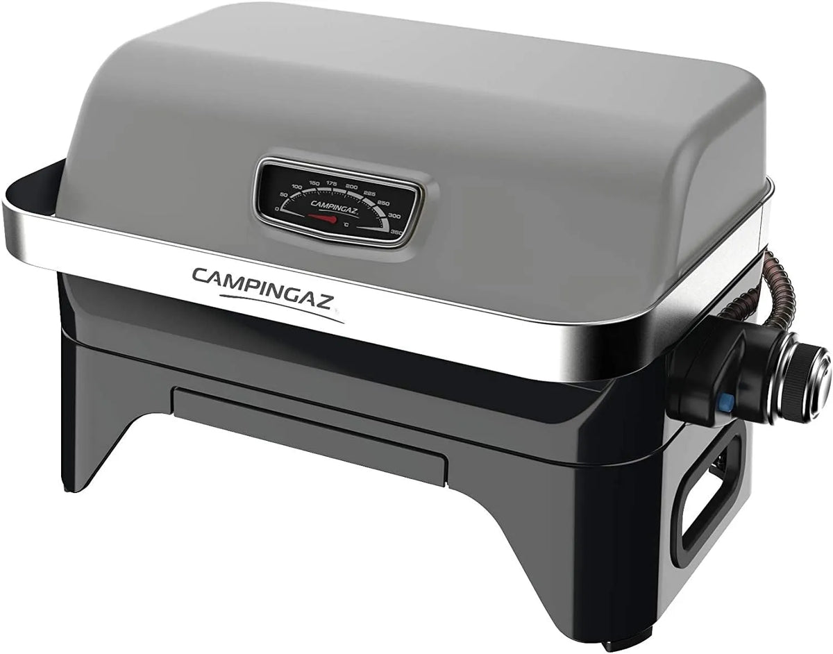 Gasgrill Attitude2go Campingaz, CV, raucharmer Tischgrill, tragbarer Balkon, Camping-Grill, mit Deckel, Thermometer und Gusseisen-Grillrost