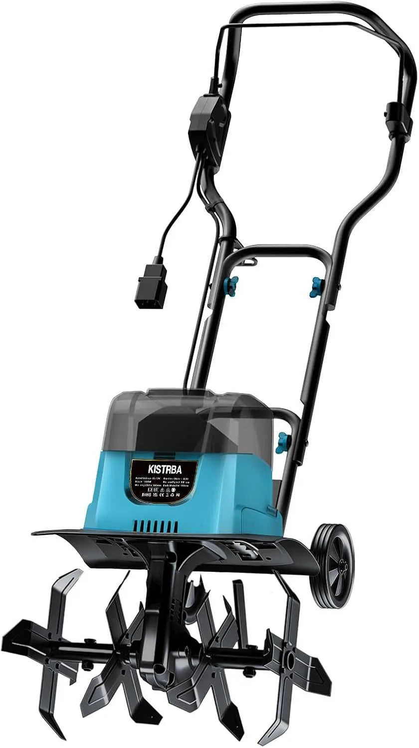 Makita Motorhacke, Leistung 1600W Bürstenloser Elektro, 36cm Arbeitsbreite, Ohne Akku, Doppelte Stützräder, Akku Gartenfräse für 18V Akku