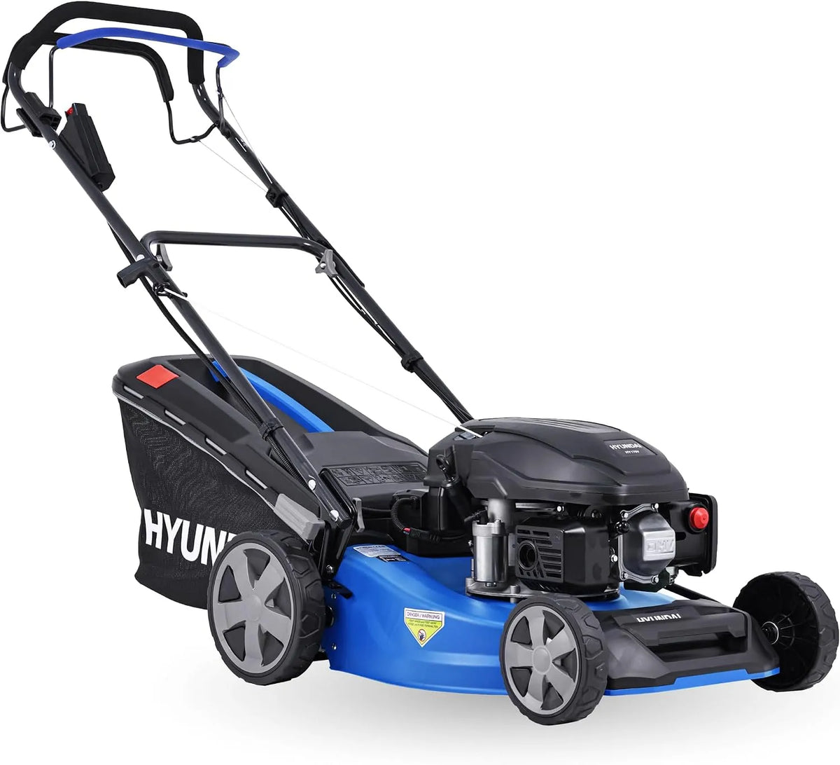 Hyundai Rasenmäher LM4623G 3.9PS, 46 cm Schnittbreite, starker Motor mit 170cc, Fassungsvermögen 65L Korb, Modell 170cc, Benzin ES, Radantrieb