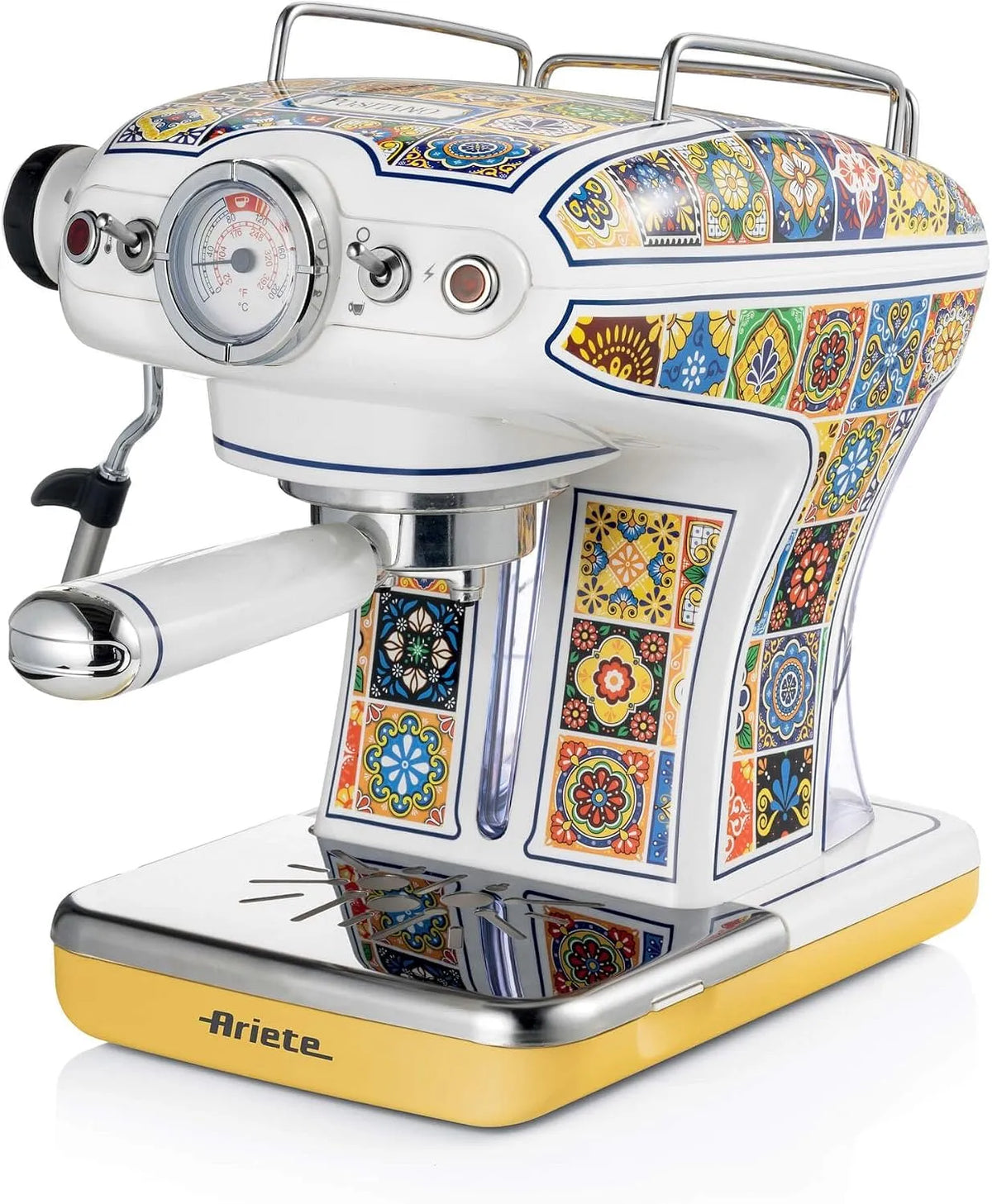 Ariete Kaffeemaschine 1389, Weiß und Gelb, Positano