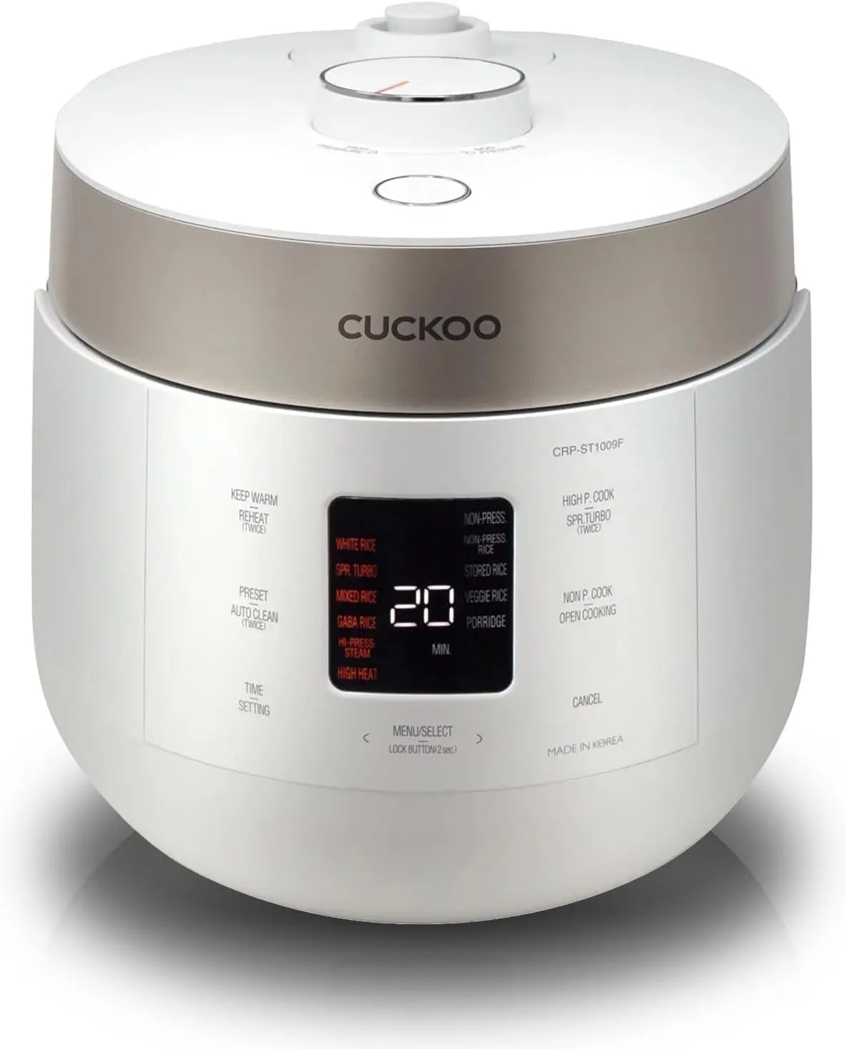 Modell Reiskocher und Wärmer für 6 Tassen CRP-ST0609FW CUCKOO, 12 Tassen, 3 Sprachführungen, ungekocht, automatische, 16 Menüoptionen