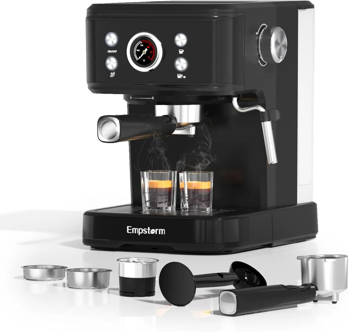 Espresso-Siebträgermaschine Espresso, Kaffeemaschine mit Milchaufschäumer, 20 Bar Espressomaschine, in Schwarz