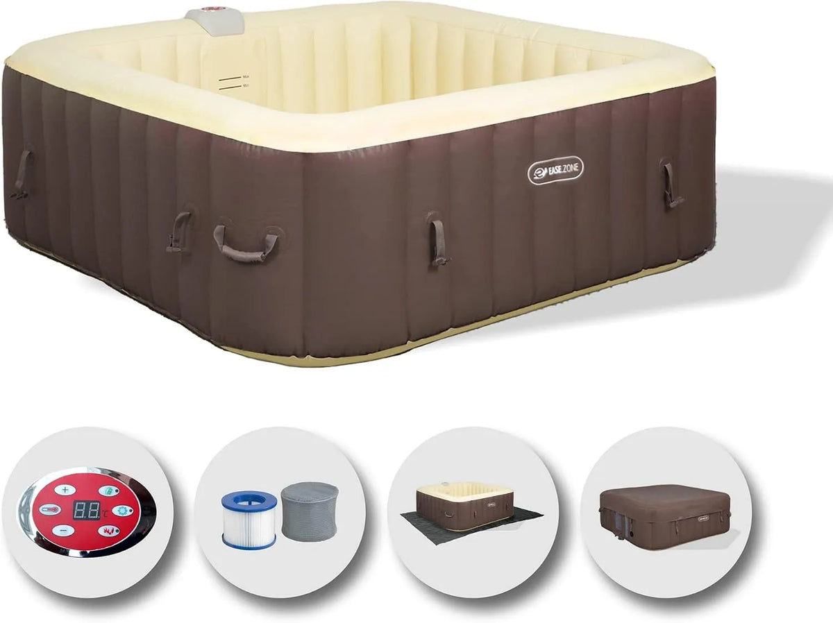 Whirlpool Braun Pumpe, EASE.ZONE SPA Aufblasbarer, Maße 185 x 65 cm, 6 Personen, superleise integrierte, beheizbar