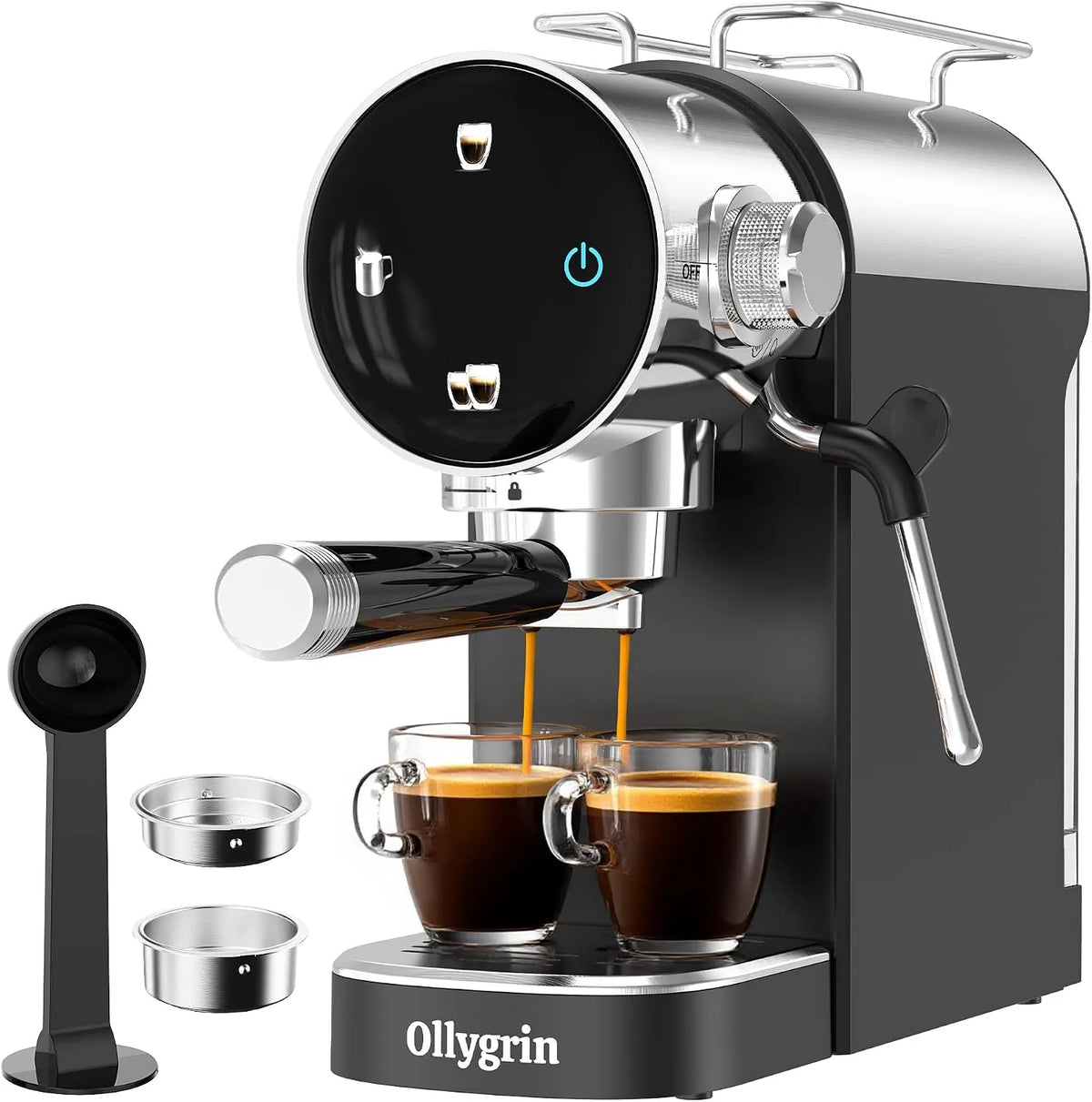 Espressomaschine, mit entnehmbarem Wassertank, 20 Bar mit Milchaufschäumer, Für Einzel- und Doppelshots, Ideal für Haushalt und Büro