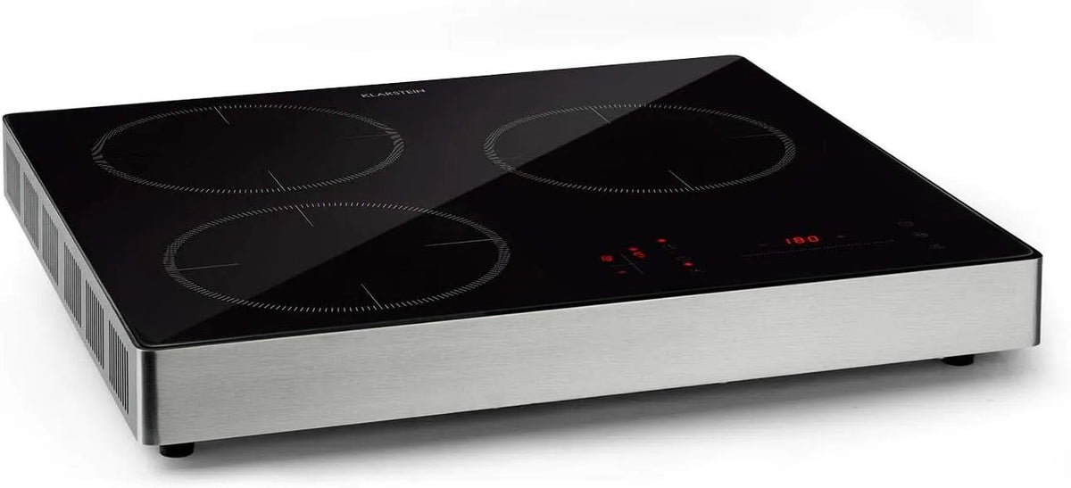 Klarstein TrinityCook, 3400 Watt, 3 Kochzonen, 9 Stufen, 60 bis 240 °C, Induktionskochplatte, in freistehender Ausführung, Touch Control, Timer