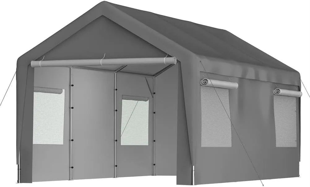 Carport, Winterfest Mit Roll-Up-Fenster, Lagerzelt, Schutzabdeckung Für Auto, Boot & LKW, Garage Zelt, Abnehmbare Seitenwände Und Dach, Stallzelt, SUV