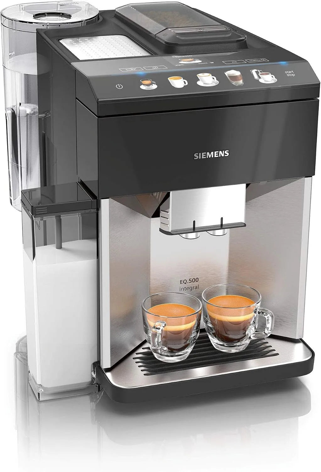 Siemens Kaffeevollautomat EQ.500 TQ507D03, Leistung 1500 W, integral, viele Kaffeespezialitäten, Milchaufschäumer, integr. Milchbehälter, edelstahl