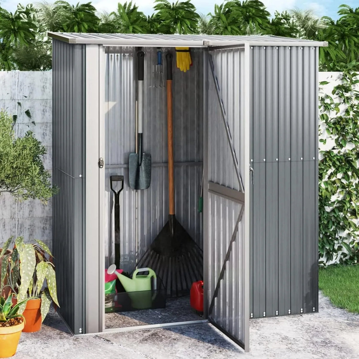 Geräteschuppen, Metall Geräteschrank Gartenhaus Gerätehaus Gartenschrank Gartenschuppen Garten