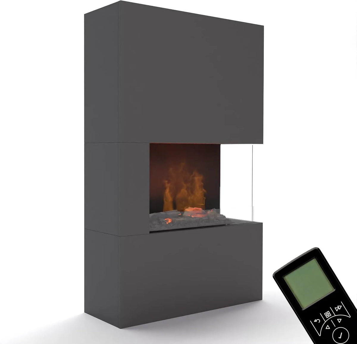 Elektrokamin 3D-Flammen OMC 600, GLOW FIRE Wasserdampf Kamin Rechts TUCHOLSKY, mit LED, Fernbedienung, mit Schutzglas, Maße 91x150x35 cm, Standkamin