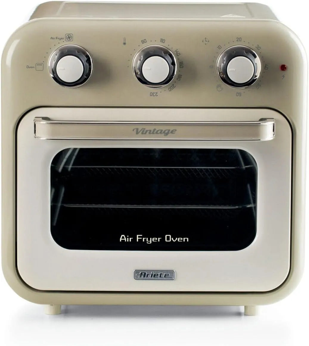 Ariete Heißluftfritteuse 4632 60-Minuten-Timer, 16 L Fassungsvermögen, 2-in-1 und Ofen, Temperatur bis 230°C, Leistung 1400W, Vintage, Beige