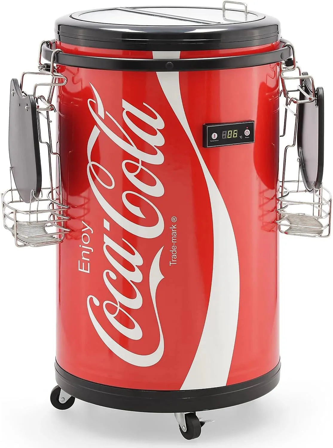 Kühlschrank, Fassungsvermögen 50L Mini im stylischen Coca-Cola Design, Salco Coca-Cola Partycooler, Getränkekühlschrank