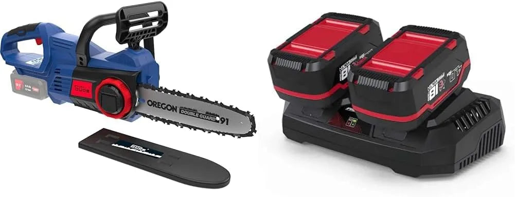 Güde Akku Kettensäge KS 18 21000 3040, 24 cm Schnittlänge, Akkupack Starter-Kit LGAP 2-18, 2 x 4,0 Ah Akkupack und 3 A Doppelladegerät, min