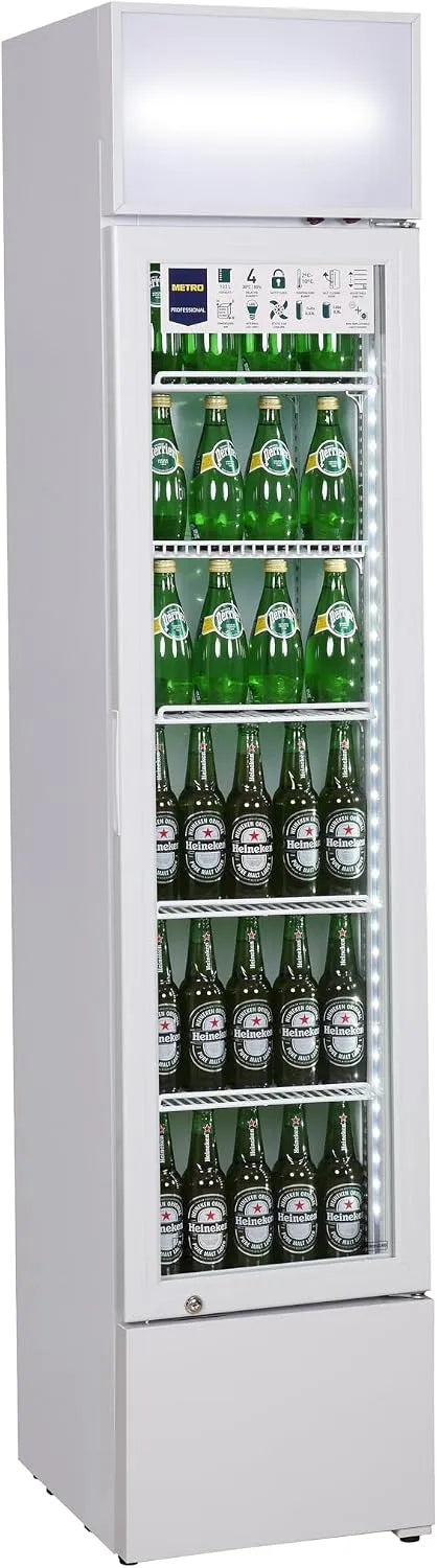 Kühlschrank GSC2133, METRO Professional Getränkekühlschrank mit Glastür, 133L, 5 verstellbaren Einlegeböden, Fassungsvermögen 133L, mit Schloss, Weiß
