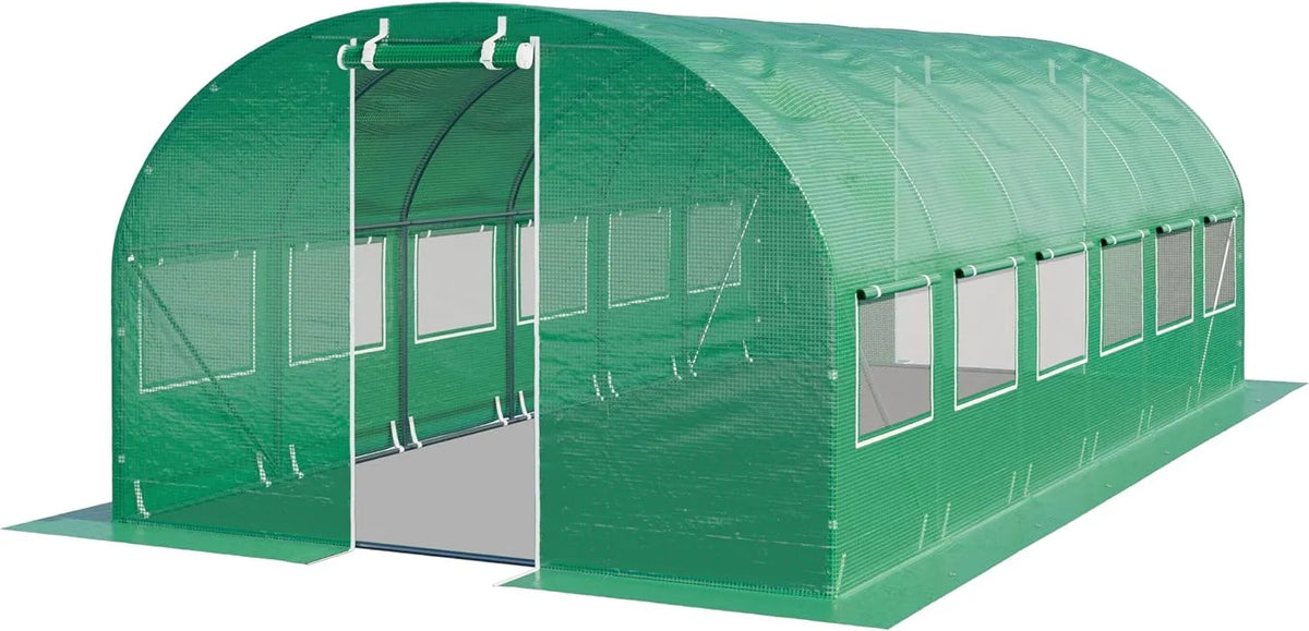 Gewächshaus TOOLPORT Foliengewächshaus, 3x6m stabil & langlebig mit Fenster, reißfeste PE Plane 180g, m² grün transparent
