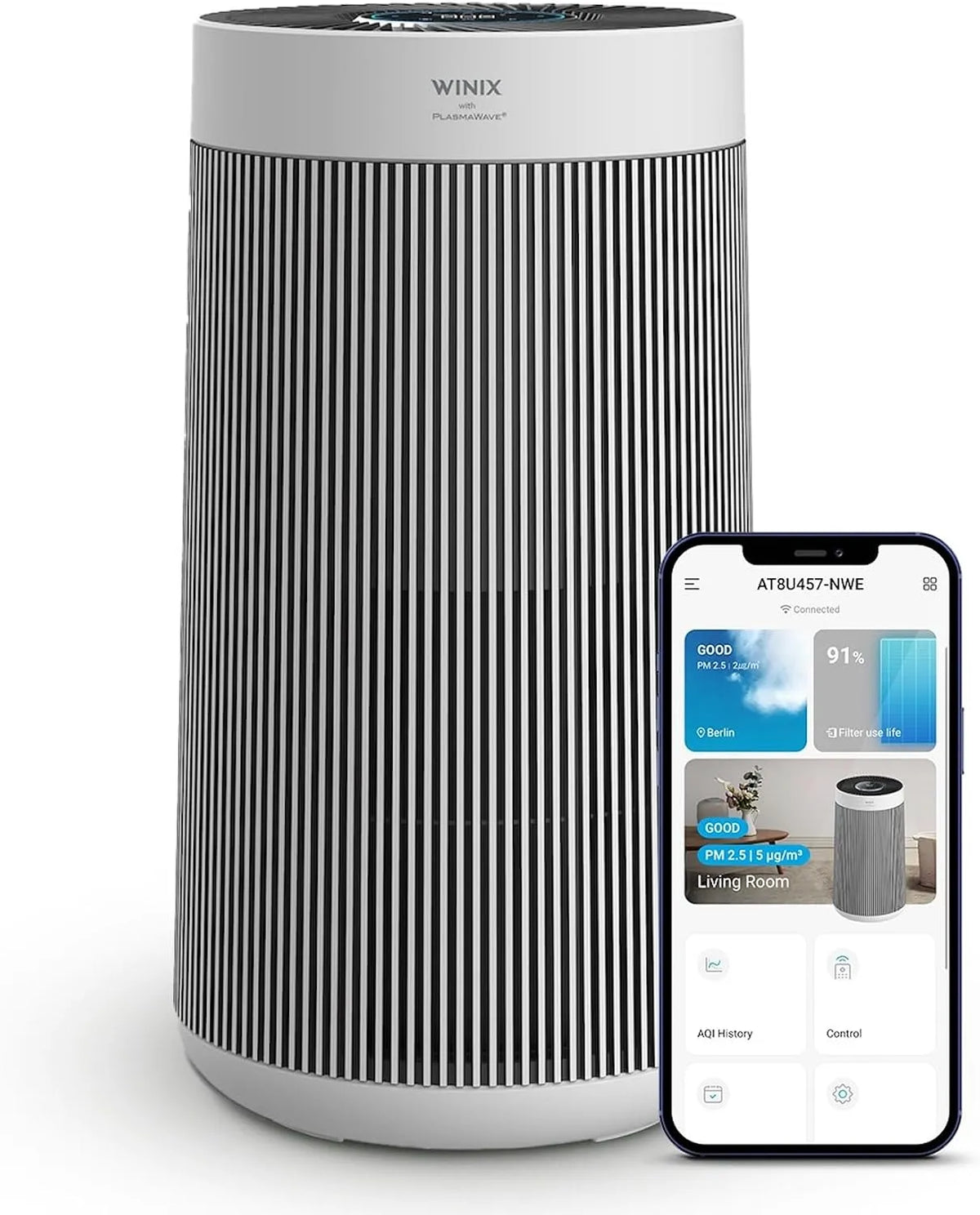 Luftreiniger T800 WINIX Smart HEPA, CADR 500m³, WINIX Smart HEPA WiFi Alexa, 500m³/h, Modell 500m³/h für 120m² Raucherzimmer Allergiker