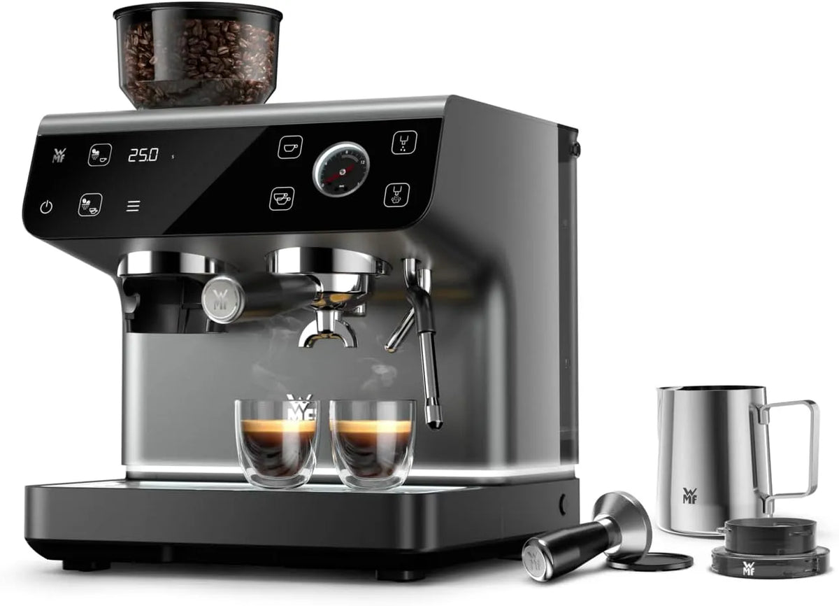 WMF Espresso-Siebträgermaschine, 15 bar Druck, Espresso Pro, halbautomatische Espressomaschine mit Mahlwerk, integrierte Waage, schnelles Erhitzen