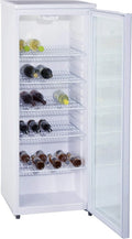 PKM Kühlschrank GKS255, Maße 143 x 55 cm, 5 Ablagen, Flaschenkühlschrank, Getränkekühlschrank, Glasfront, in freistehender Ausführung, Weiß