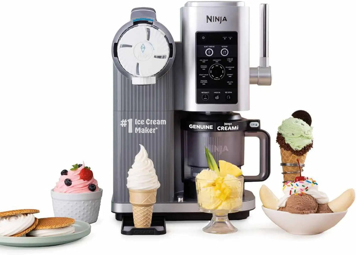 Ninja Eismaschine NC701UK, CREAMi Scoop and Swirl Soft Serve und mit 2x Dosen, 13 Funktionen, macht Eis, Softserve, Gelato, Sorbet, Mix-In Option
