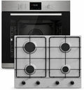 Backofen HB60F78PPX, Fassungsvermögen 78L, Böhme Einbaubackofen Edelstahl mit Heißluft, Timer, 4 Brenner, versenkbare Knebel, LPG & Erdgas