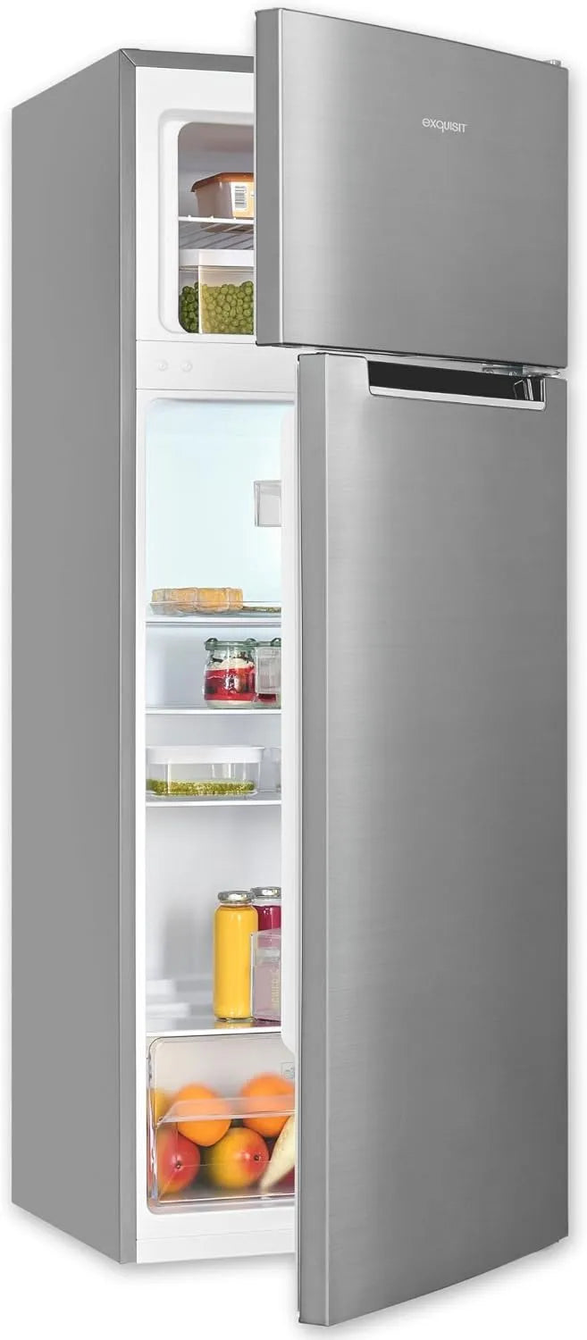 Exquisit Kühl-Gefrierkombination 4-Sterne-Gefrieren KGC5270-45-040E, Kühlschrank mit Gefrierfach, 143 cm Höhe, Fassungsvermögen 206 Liter, inoxlook