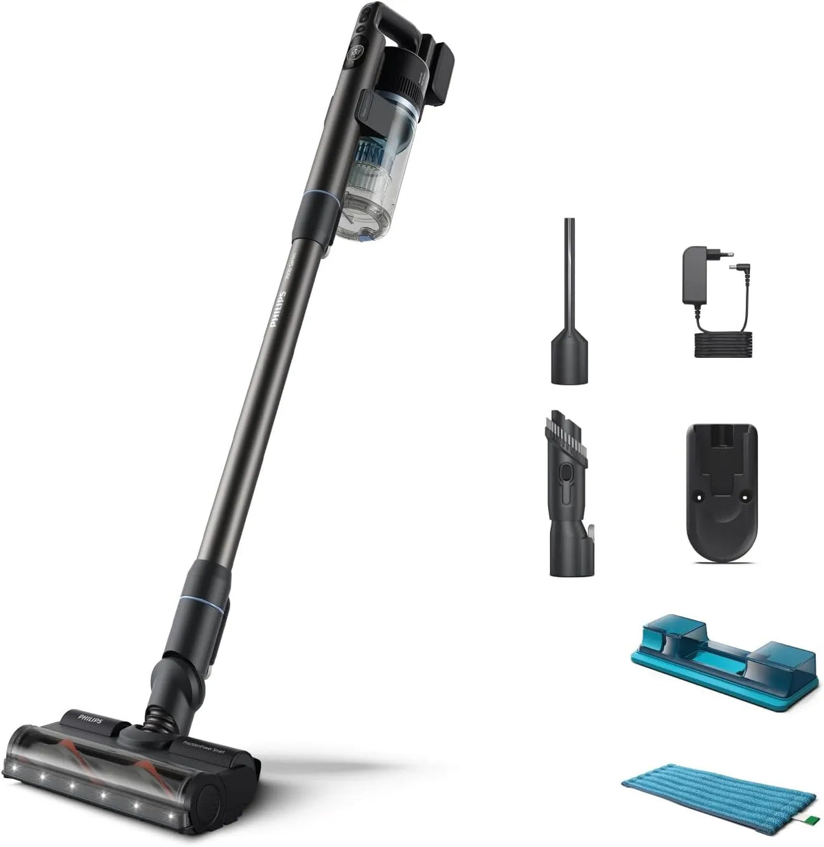 Philips Akku-Staubsauger 7000 XC7053/01, kabelloser Aqua Serie, PowerCyclone 12, Mit LED-Leuchten, bis zu 80 Minuten Laufzeit, mit 2 Zubehörteilen