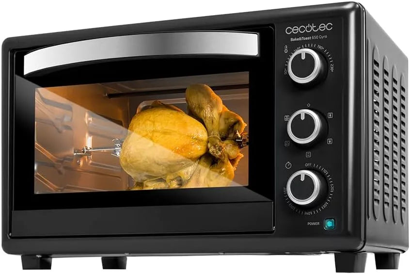 Cecotec Tischofen Bake&Toast Black Gyro 3090, Leistung 1500 W, Innenbeleuchtung, Fassungsvermögen 30 L, 5 verschiedene Funktionen, inklusive Drehspieß