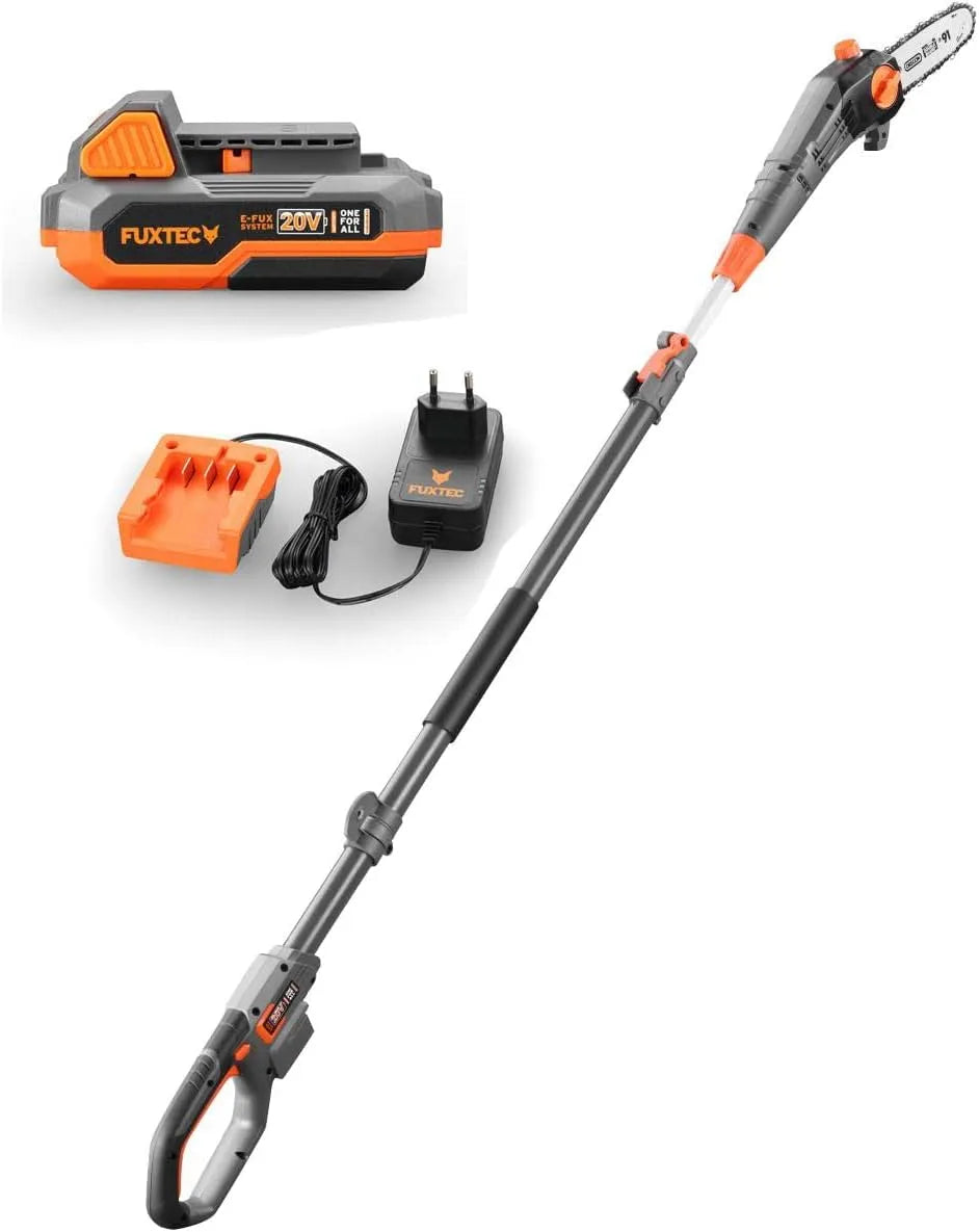 Fuxtec Modell FX-E1HE20-SET, Akku Hochentaster 20V Teleskop Astsäge mit verlängerbarem Teleskopstiel, 70 bis 260 cm, inklusive Akku und Ladegerät