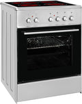 Exquisit Kochfeld 2-Kreis-Bräterzone, Standherd ECM 6-4 BZ Inox, Breite 60 cm, Fassungsvermögen 61 L Garraum, Elektro-Standherd, Glaskeramik