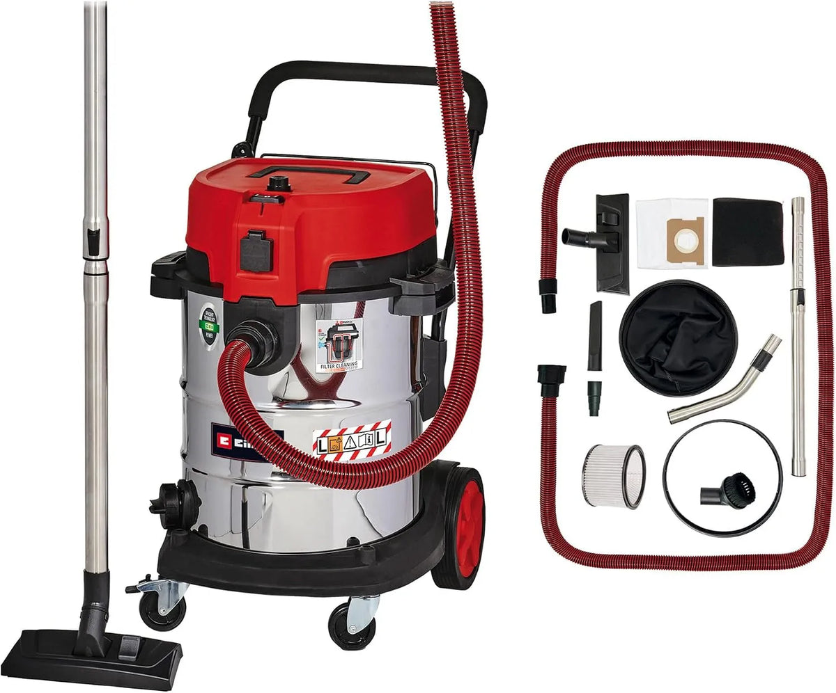 Einhell Wet TE-VC 2350 SACL, Leistung 1,600 W, Stainless Steel Container 50 L, Suction Power 230 mbar, Dust Protection Class L, Filter Cleaning System