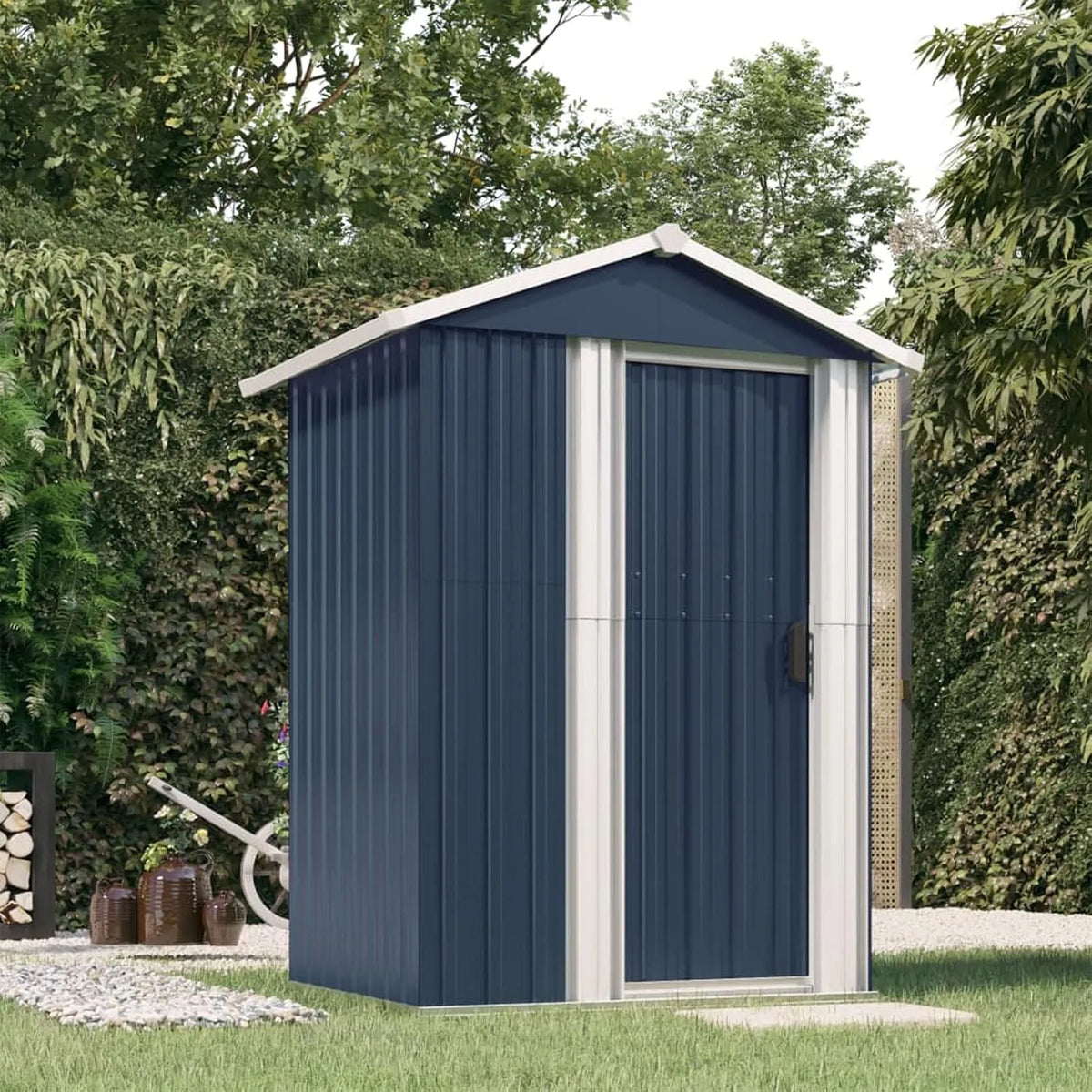 Geräteschuppen, Gartenhaus, Anthrazit 126x97,5x177 cm Verzinkter Stahl, Fahrradunterstand, Gartenhütte, Gartenhäuser, Lagerschuppen