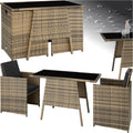Tisch, Outdoor Möbel platzsparend zusammenschiebbar, tectake Poly Rattan Sitzgruppe für 2 Personen, 2 Sessel & 1, Gartenmöbel, Natur