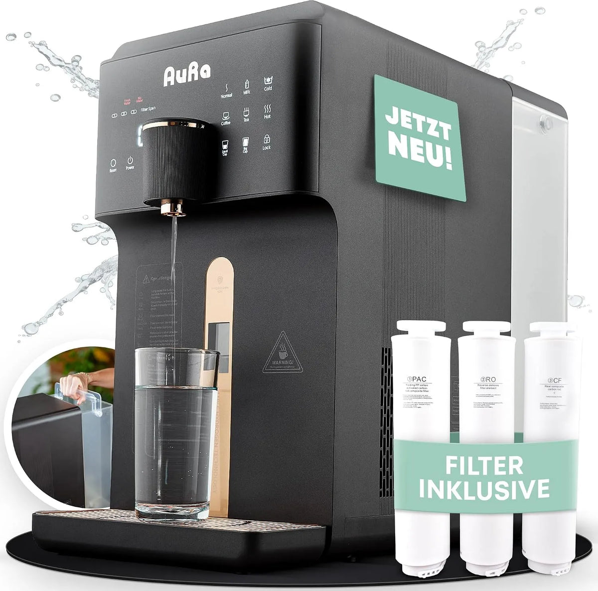 Trinkwasser AuRa Osmoseanlage, Wasserfilter für reines Wasser, Fassungsvermögen 6L, Umkehrosmoseanlage mit Tank