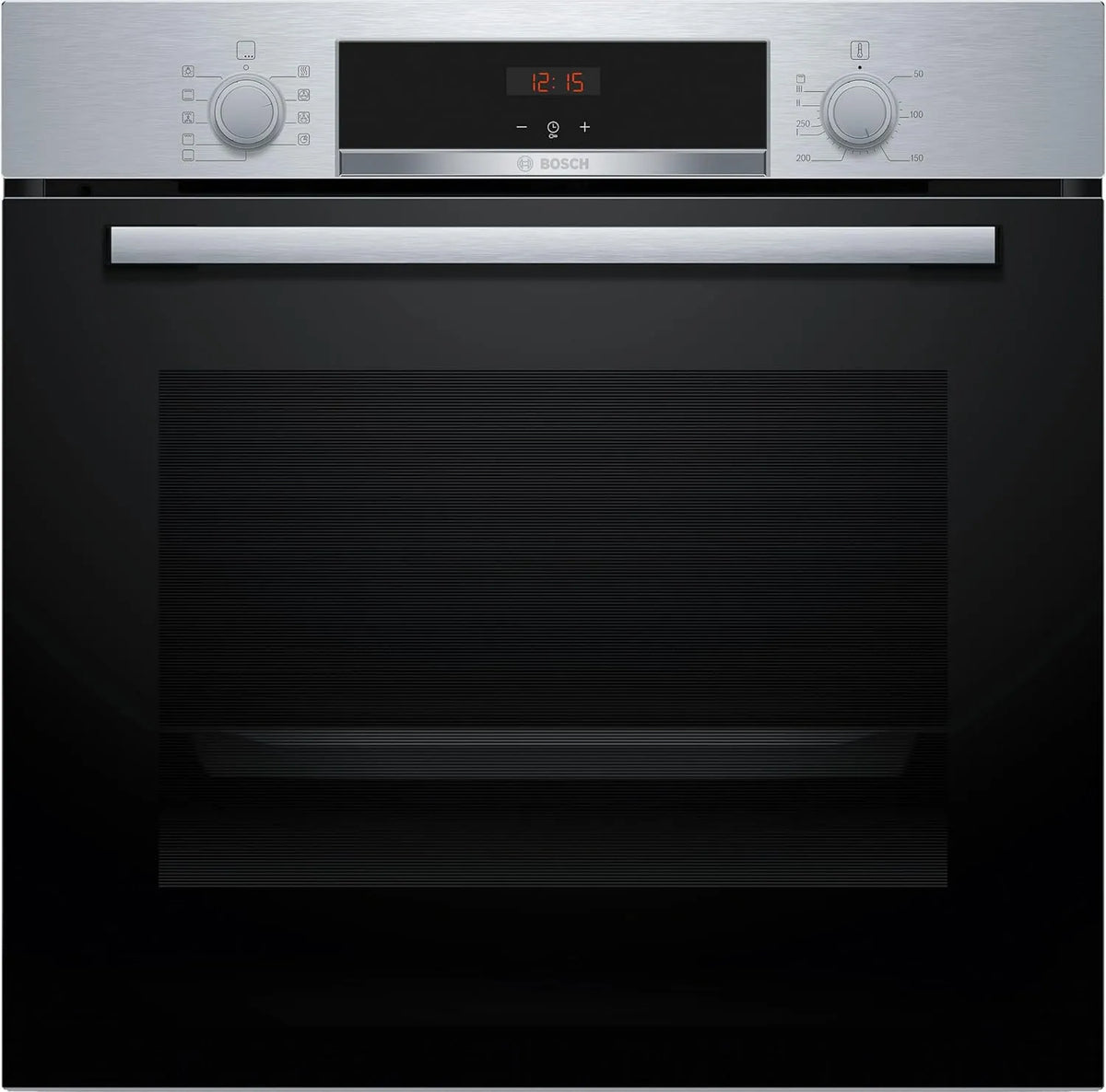 Bosch Backofen HBA514BS3 3D-Heißluft, für gleichmäßiges Backen auf 3 Ebenen, Hydrolytische Reinigungshilfe, Edelstahl, Serie 4, Einbau 60 x 60 cm
