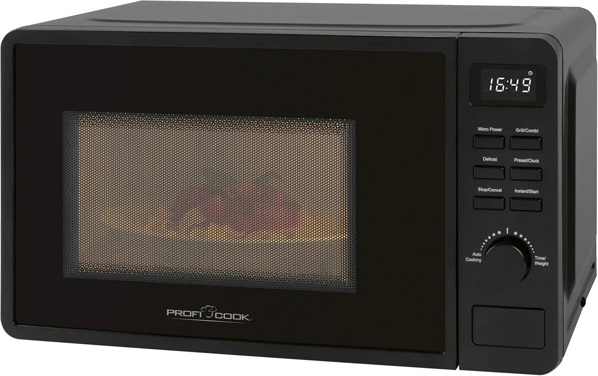 Mikrowelle MWG 1319 ProfiCook, Fassungsvermögen 20L, Timer, Uhrzeitanzeige, PC, 800 Watt Grill, 8 Automatikprogramme, Microwellengerät