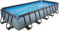 Pool EXIT Toys Stone, Großer, Extra tiefer, Inklusive Poolleiter, Farbe Grau, Maße 540x250x100cm, Rechteckiger Rahmenpool mit Sandfilterpumpe