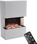 Kaminofen GLOW FIRE, 140x100x45, Weiß, max. 1500 W, Portia mit realistischem 3D E-Motion LED-Feuer, Knistereffekt & Timer