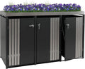 Modell 3er-Mülltonnenverkleidung HWC-O67 Mendler, Metall 125x196x84cm 75kg, Mülltonnenbox mit Pflanzkasten, anthrazit Edelstahl
