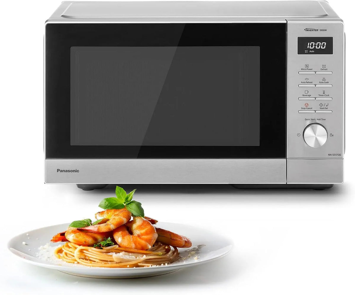 Panasonic Mikrowelle NN-SD37QSEPG, Leistung 1000 W, Solo-Mikrowellenofen, Timer, Fassungsvermögen 29 l, 11 automatische Programme, Silber & Edelstahl